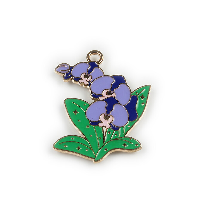 Charm mini pandantiv auriu emailat orhidee