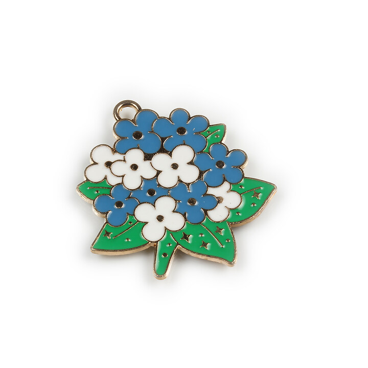 Charm mini pandantiv auriu emailat hortensie