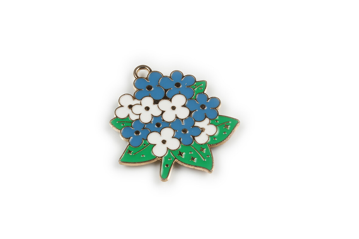 Charm mini pandantiv auriu emailat hortensie