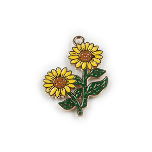Charm mini pandantiv auriu emailat floarea soarelui