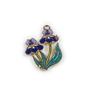Charm mini pandantiv auriu emailat iris 30x21mm