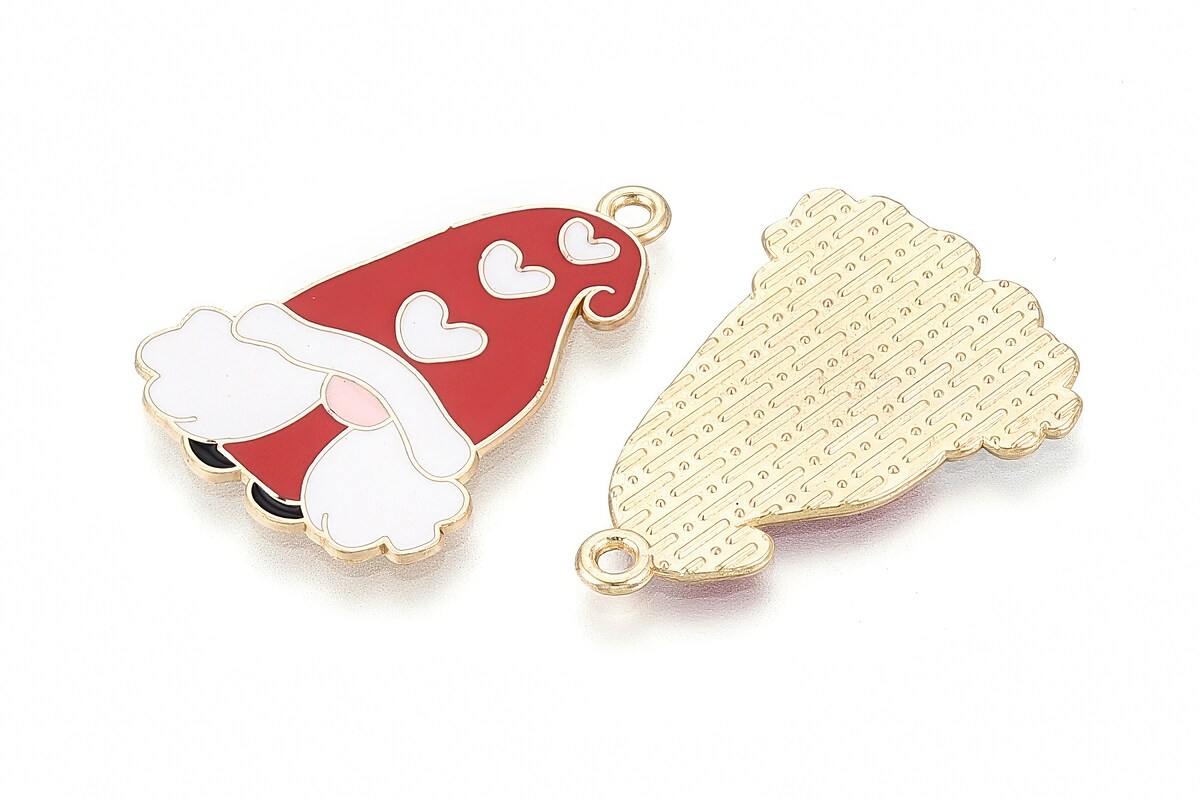 Charm auriu cu email, model Craciun, mos Craciun 31x22mm