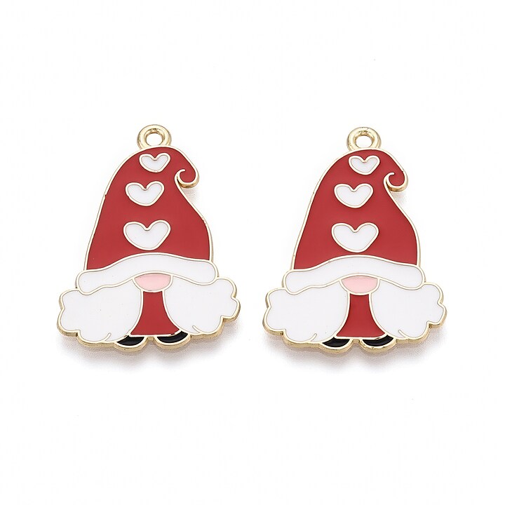 Charm auriu cu email, model Craciun, mos Craciun 31x22mm