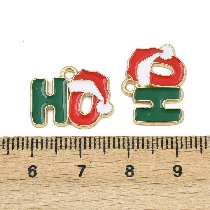 Charm auriu cu email, model Craciun, HO 13,5x17,5mm