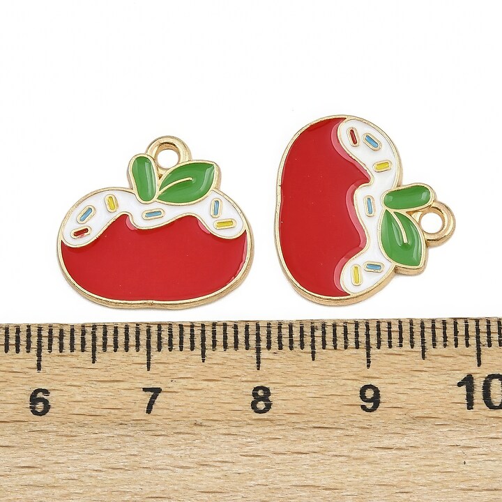 Charm auriu cu email, model Craciun, mar 16,5x18mm