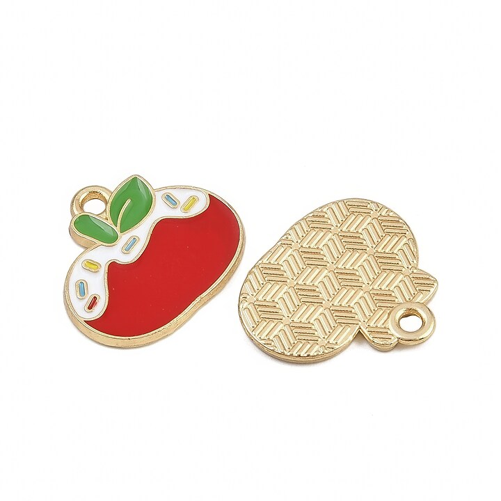 Charm auriu cu email, model Craciun, mar 16,5x18mm
