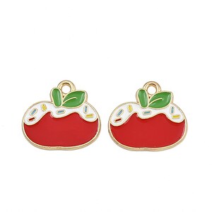 Charm auriu cu email, model Craciun, mar 16,5x18mm