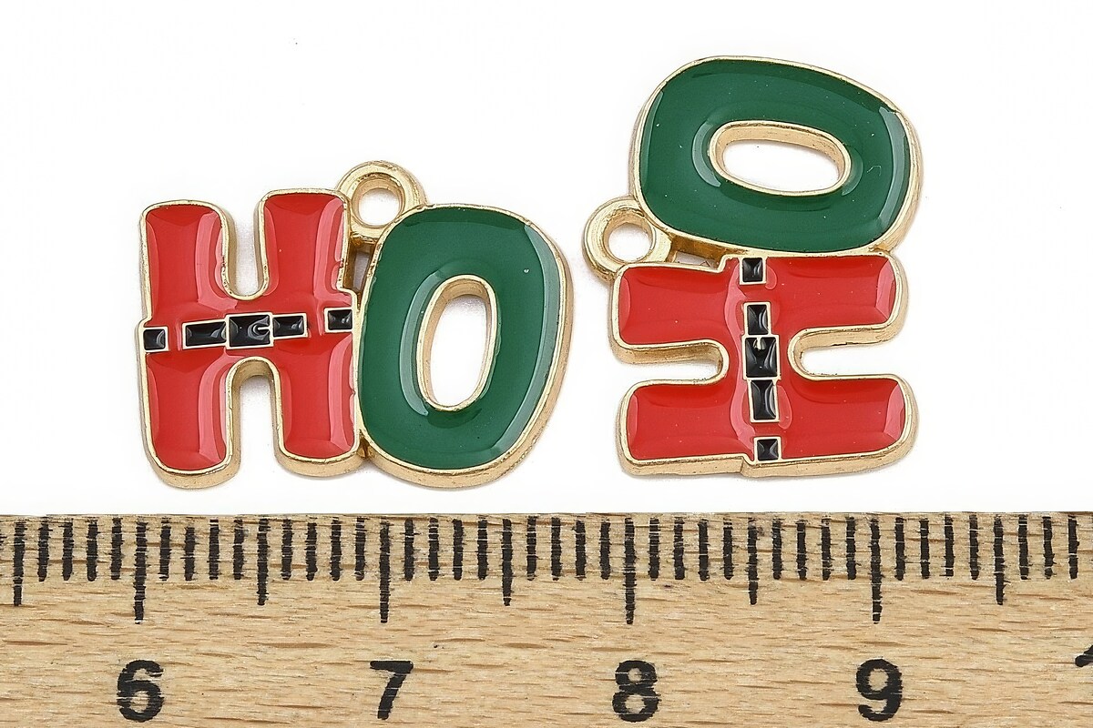 Charm auriu cu email, model Craciun, HO 14x18mm