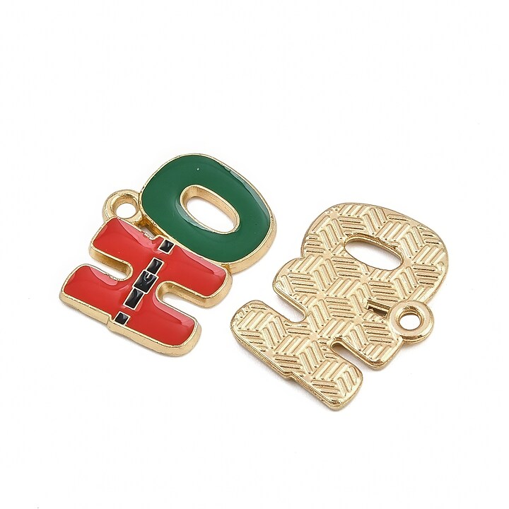 Charm auriu cu email, model Craciun, HO 14x18mm