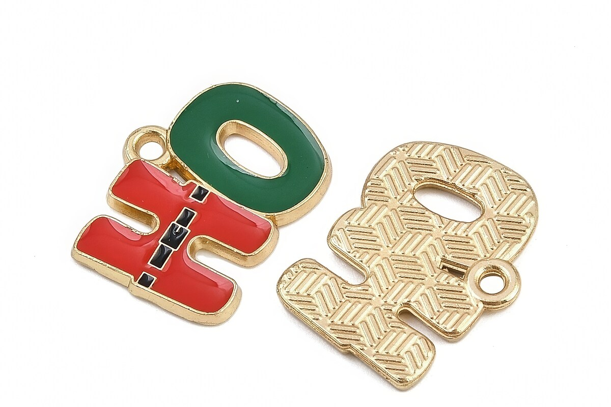Charm auriu cu email, model Craciun, HO 14x18mm