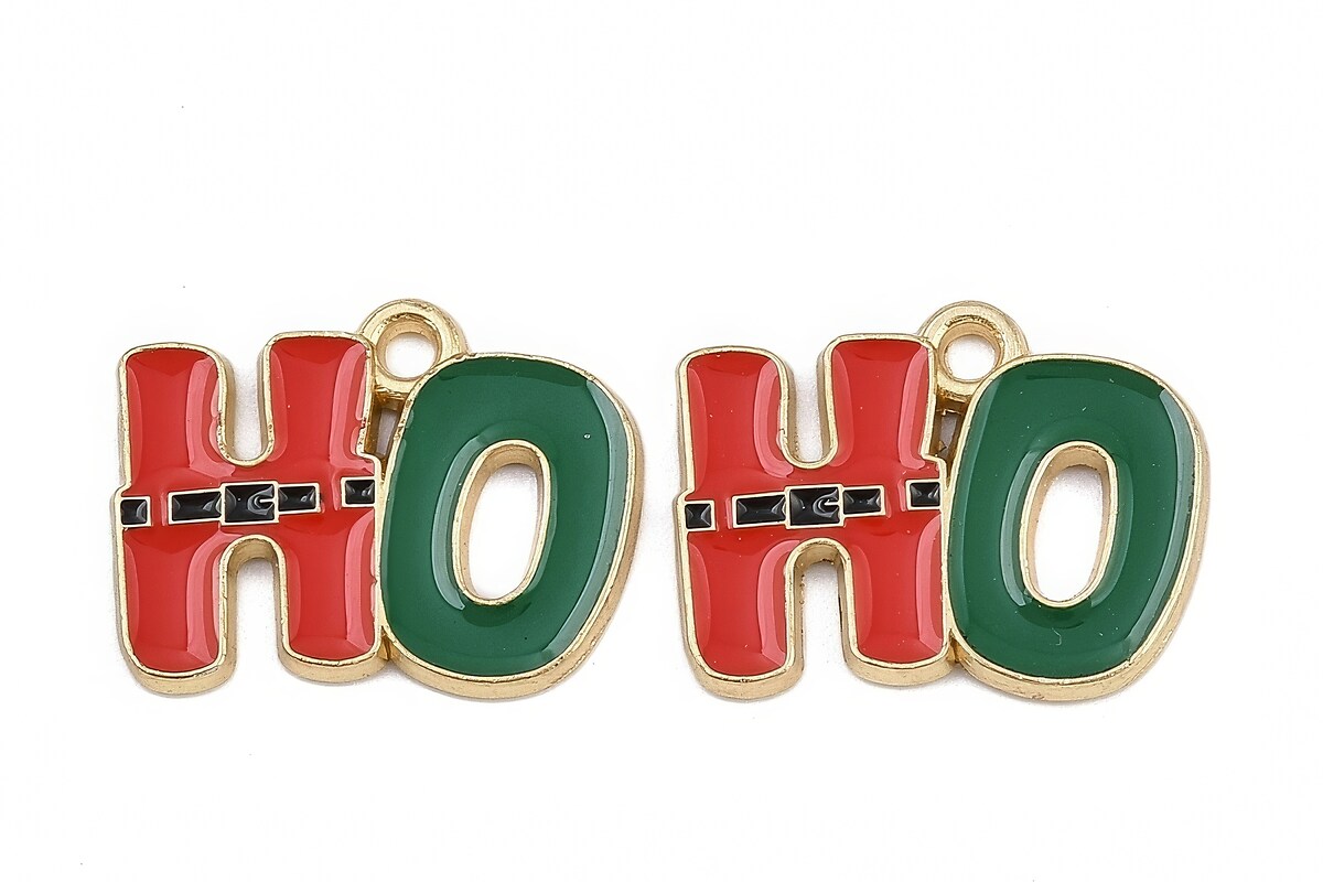 Charm auriu cu email, model Craciun, HO 14x18mm