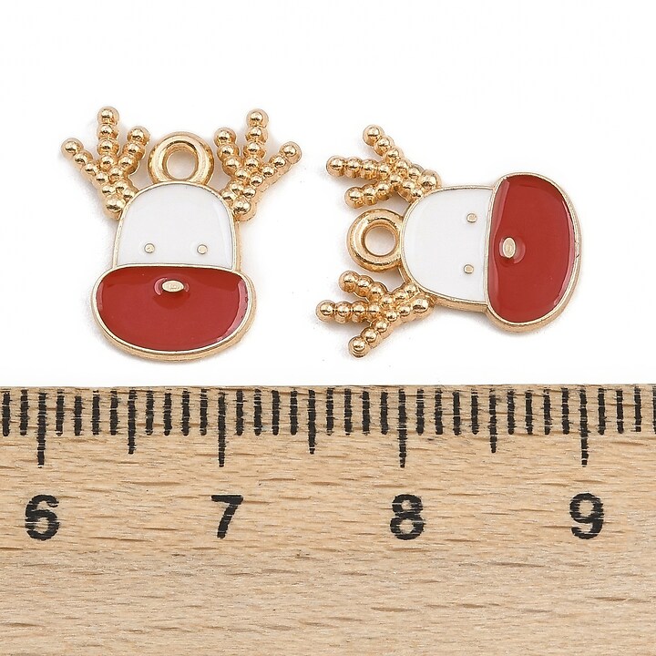Charm auriu cu email, model Craciun, ren 14,5x13,5mm