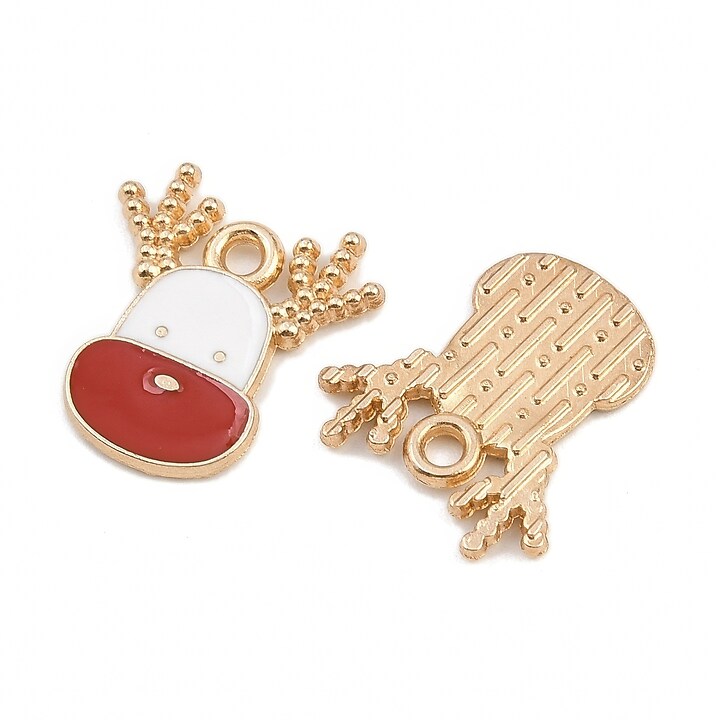 Charm auriu cu email, model Craciun, ren 14,5x13,5mm