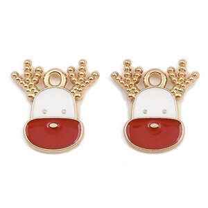 Charm auriu cu email, model Craciun, ren 14,5x13,5mm