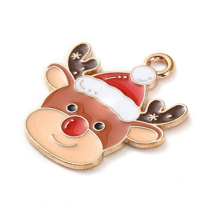 Charm auriu cu email, model Craciun, ren 22,5x10mm