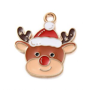 Charm auriu cu email, model Craciun, ren 22,5x10mm