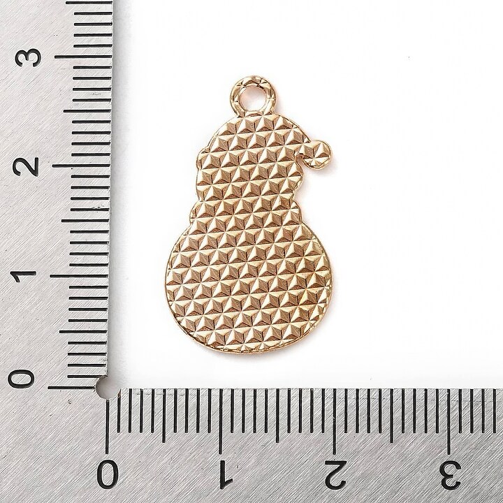 Charm auriu cu email, model Craciun, om de zapada 25,5x15mm