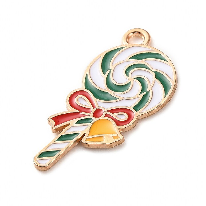 Charm auriu cu email, model Craciun, acadea 27,5x13,5mm