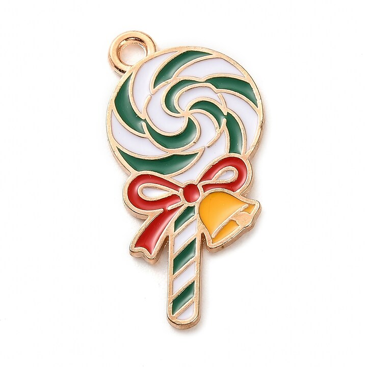 Charm auriu cu email, model Craciun, acadea 27,5x13,5mm