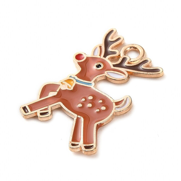 Charm auriu cu email, model Craciun, ren 23,5x16mm