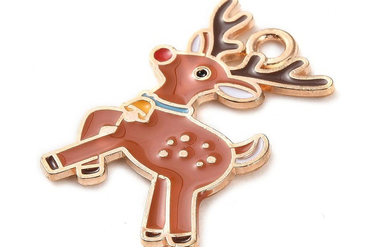 Charm auriu cu email, model Craciun, ren 23,5x16mm