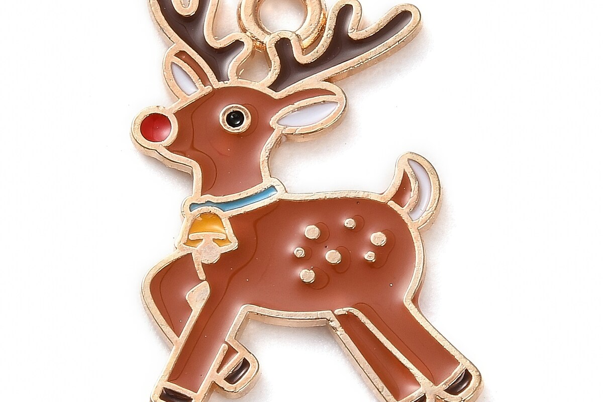 Charm auriu cu email, model Craciun, ren 23,5x16mm