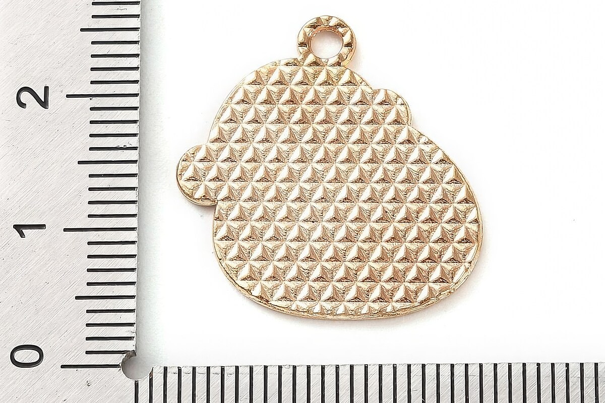 Charm auriu cu email, model Craciun, pinguin 22,5x22mm
