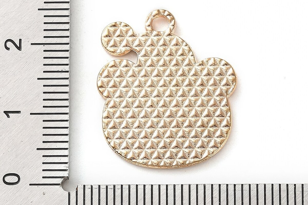 Charm auriu cu email, model Craciun, urs 23x19mm