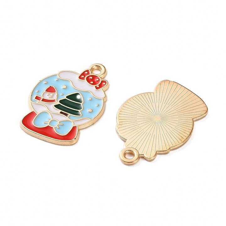 Charm auriu cu email, model Craciun, glob 23x16mm