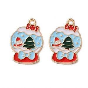 Charm auriu cu email, model Craciun, glob 23x16mm