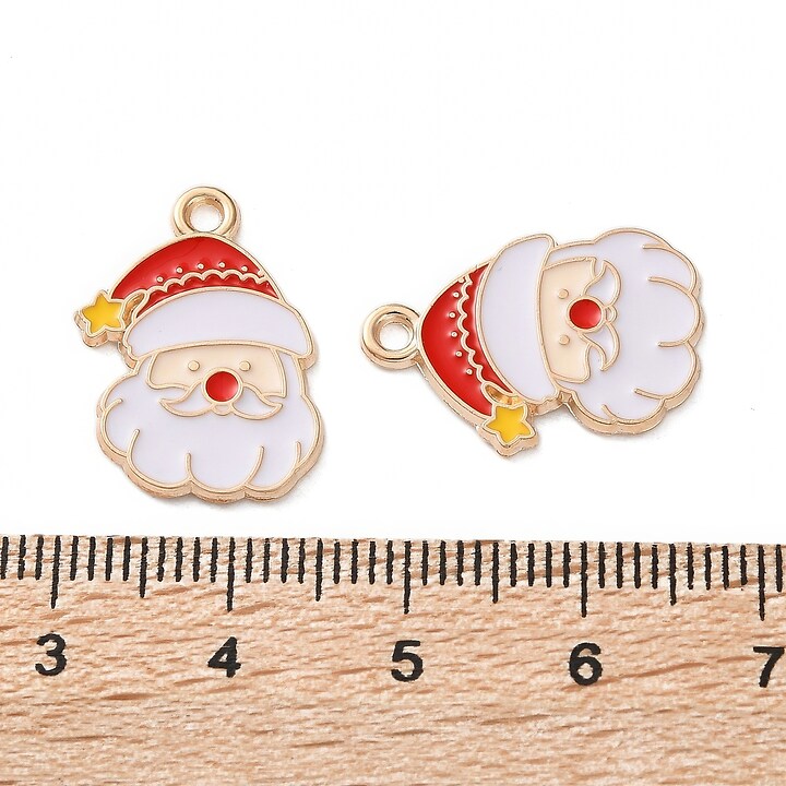 Charm auriu cu email, model Craciun, mos Craciun 20x15mm