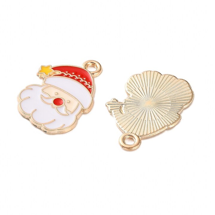Charm auriu cu email, model Craciun, mos Craciun 20x15mm