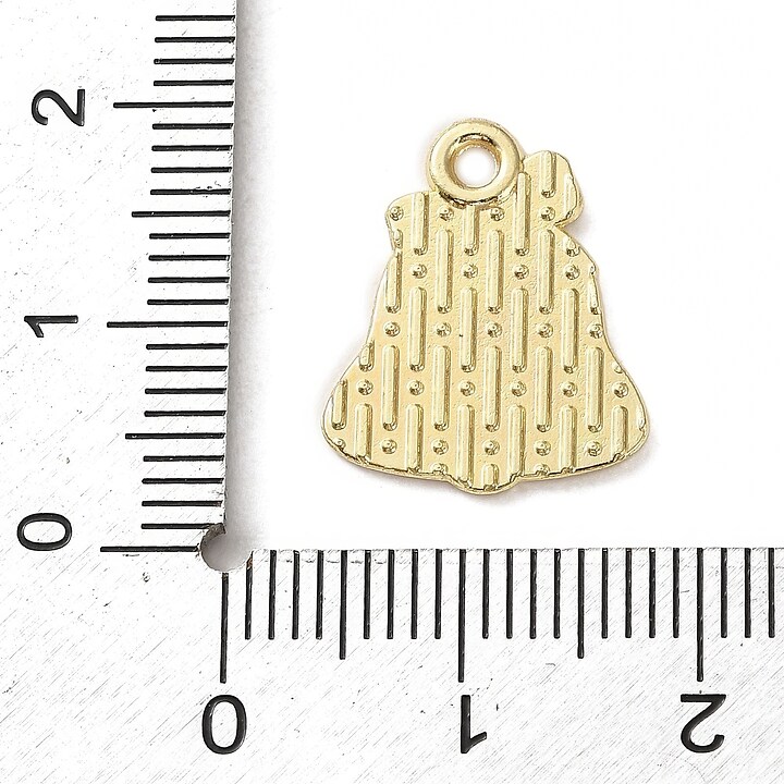 Charm auriu cu email, model Craciun, clopotel de Craciun 17x14mm