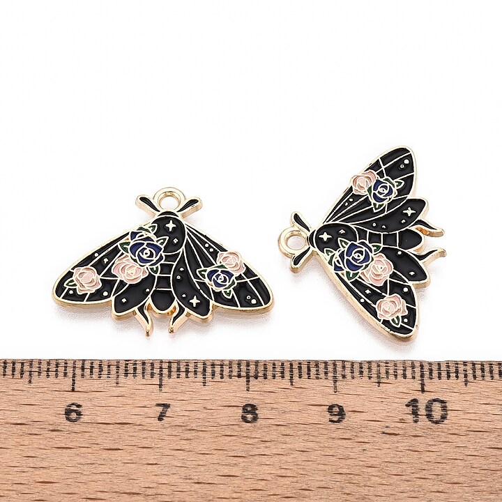 Charm mini pandantiv auriu emailat molie 20x26mm