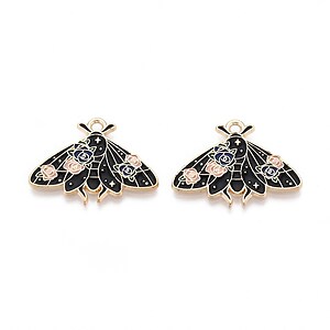 Charm mini pandantiv auriu emailat molie 20x26mm