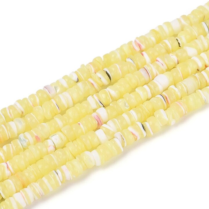 Margele sidef Trochus Shell rondele 2,5-3,5x0,5-3mm (sirag) - galben deschis