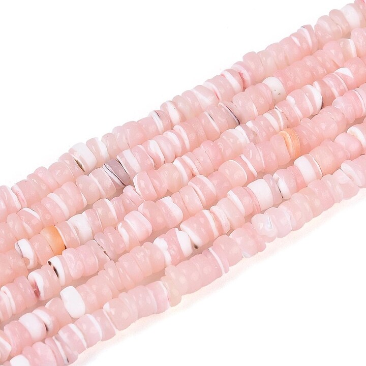 Margele sidef Trochus Shell rondele 2,5-3,5x0,5-3mm (sirag) - roz deschis