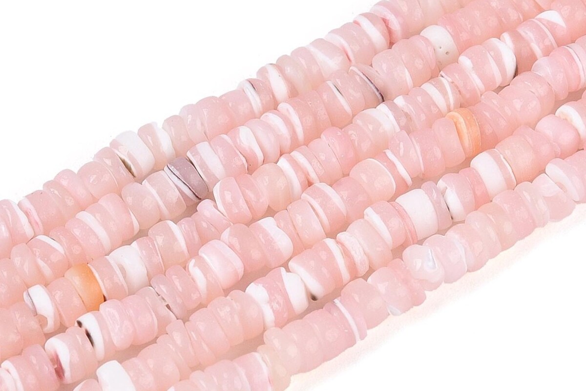 Margele sidef Trochus Shell rondele 2,5-3,5x0,5-3mm (sirag) - roz deschis