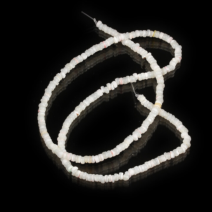 Margele sidef Trochus Shell rondele 2,5-3,5x0,5-3mm (sirag) - alb