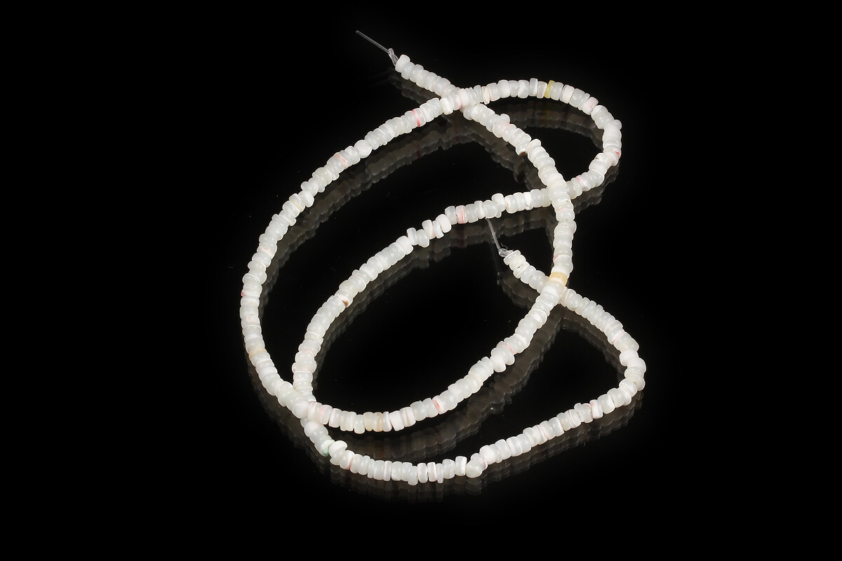 Margele sidef Trochus Shell rondele 2,5-3,5x0,5-3mm (sirag) - alb
