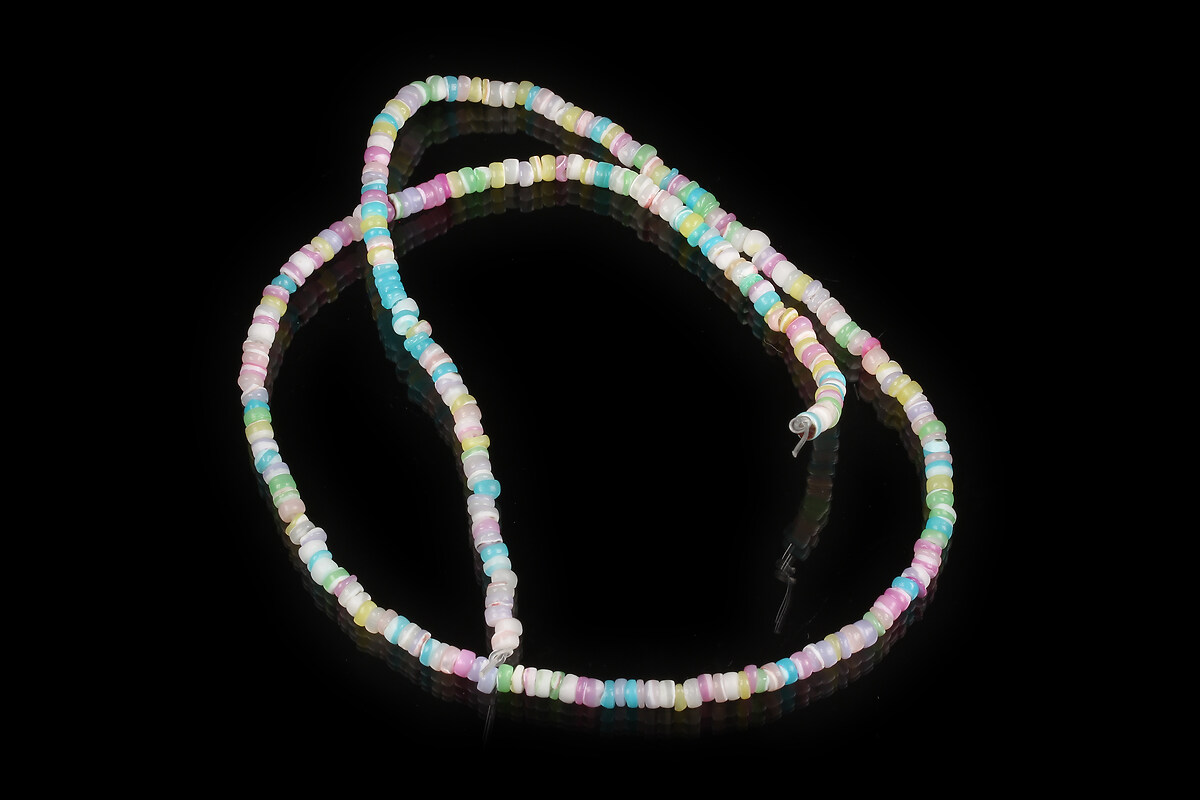 Margele sidef Trochus Shell rondele 2,5-3,5x0,5-3mm (sirag) - pastel multicolor