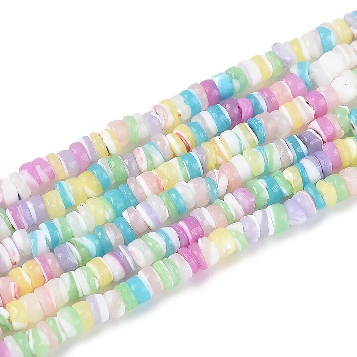 Margele sidef Trochus Shell rondele 2,5-3,5x0,5-3mm (sirag) - pastel multicolor