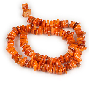 Margele sidef Freshwater Shell chips 5-27x2-27mm (sirag) - portocaliu