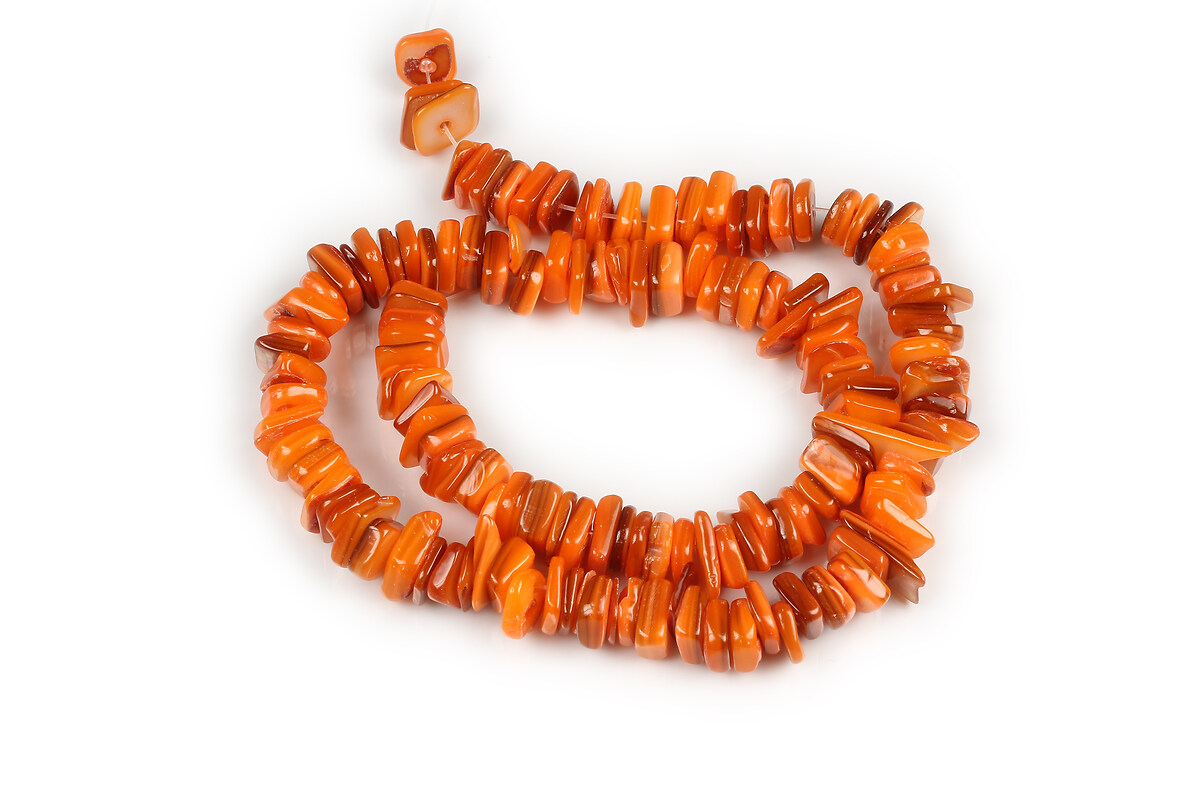 Margele sidef Freshwater Shell chips 5-27x2-27mm (sirag) - portocaliu