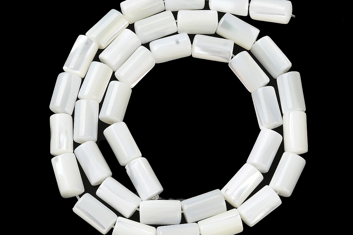 Margele sidef Trochus Shell butoias 5,5-6x10mm (sirag) - alb