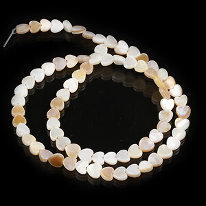 Margele sidef natural Freshwater Shell inima 6x6mm (sirag) - bej