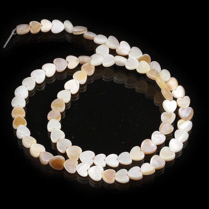 Margele sidef natural Freshwater Shell inima 6x6mm (sirag) - bej
