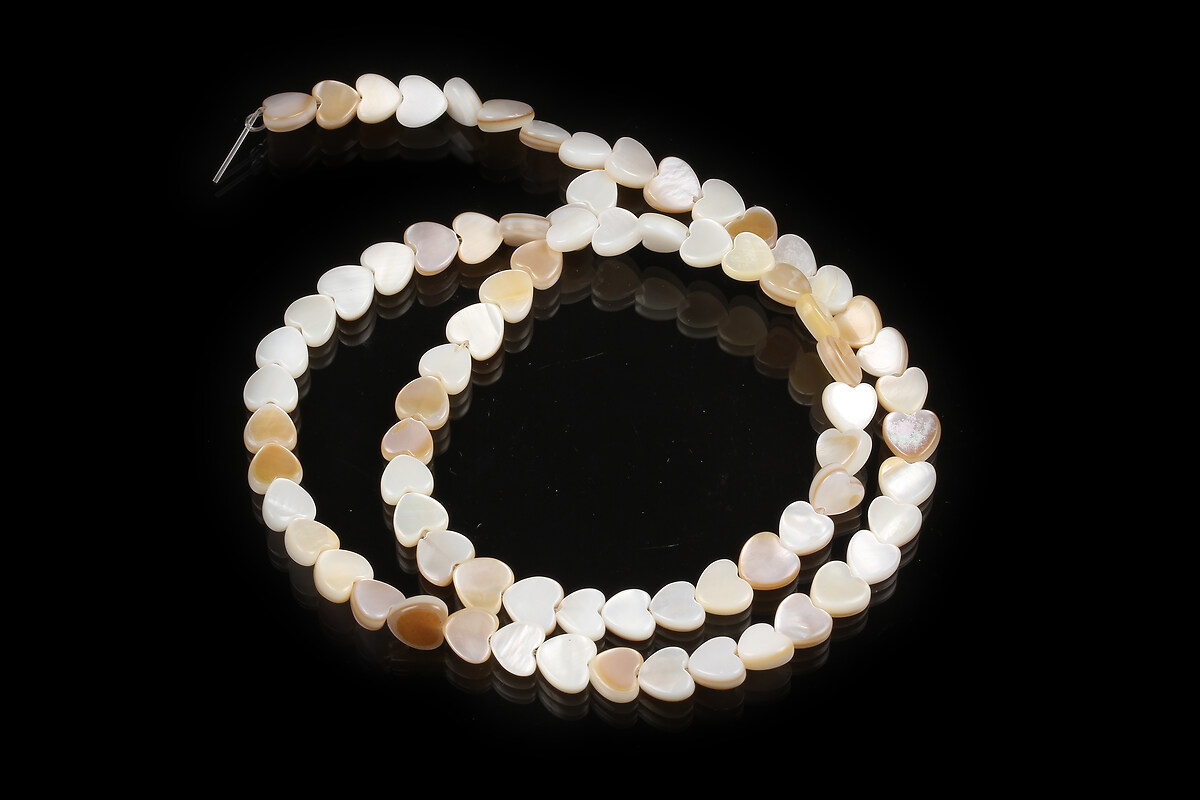 Margele sidef natural Freshwater Shell inima 6x6mm (sirag) - bej