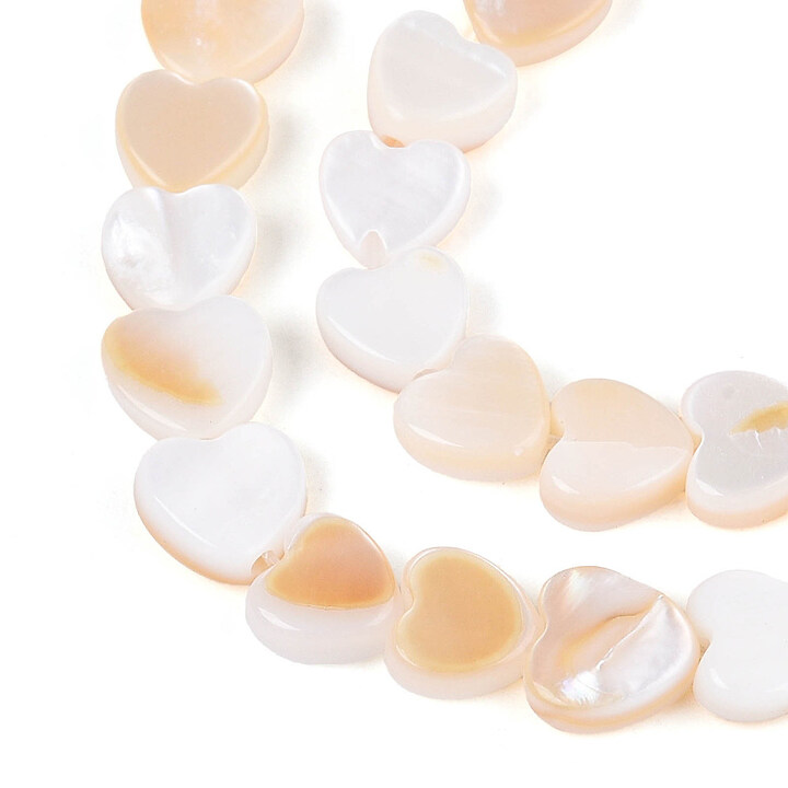 Margele sidef natural Freshwater Shell inima 6x6mm (sirag) - bej