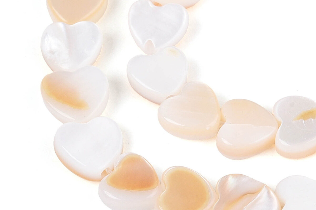 Margele sidef natural Freshwater Shell inima 6x6mm (sirag) - bej